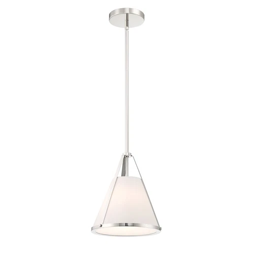 Crystorama Fulton 1 Light Mini Pendant, Polished Nickel/White - FUL-900-PN - Picture 1 of 1