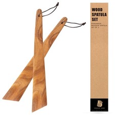 12  Acacia Wooden Spatula2pcs Wooden Cooking Utensils Set for Flipping Scrapi...