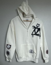 Disney Nightmare Before Christmas White Zip-Up Hoodie Women  s Small Embroidered