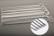 24 Pack 12 inch Square Stainless Steel BBQ Skewers for Grilling Metal