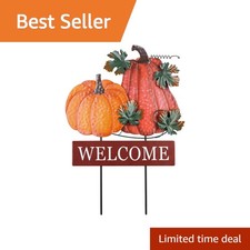 YEAHOME Orange Pumpkin Welcome Sign Garden Stakes