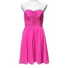 Alfred Angelo Strapless Pleated Chiffon Dress Fuchsia 6