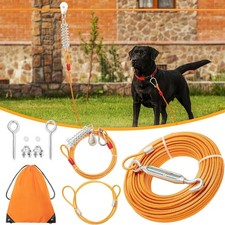 100FT Dog Tie Out Cable with 10FT Trolley Dog Run Cable for Yard, Heavy Duty ...