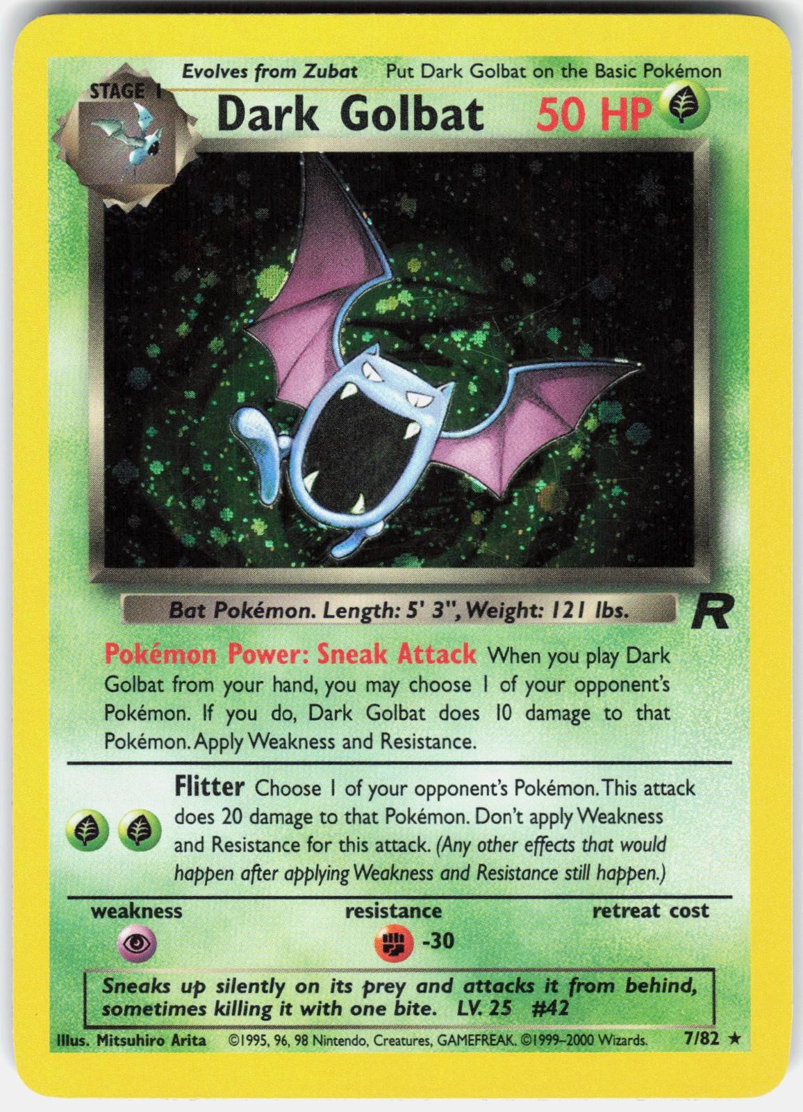 Pokemon Dark Golbat 7/82 Holo Rare Team Rocket Pokemon Unlimited Holo NM A