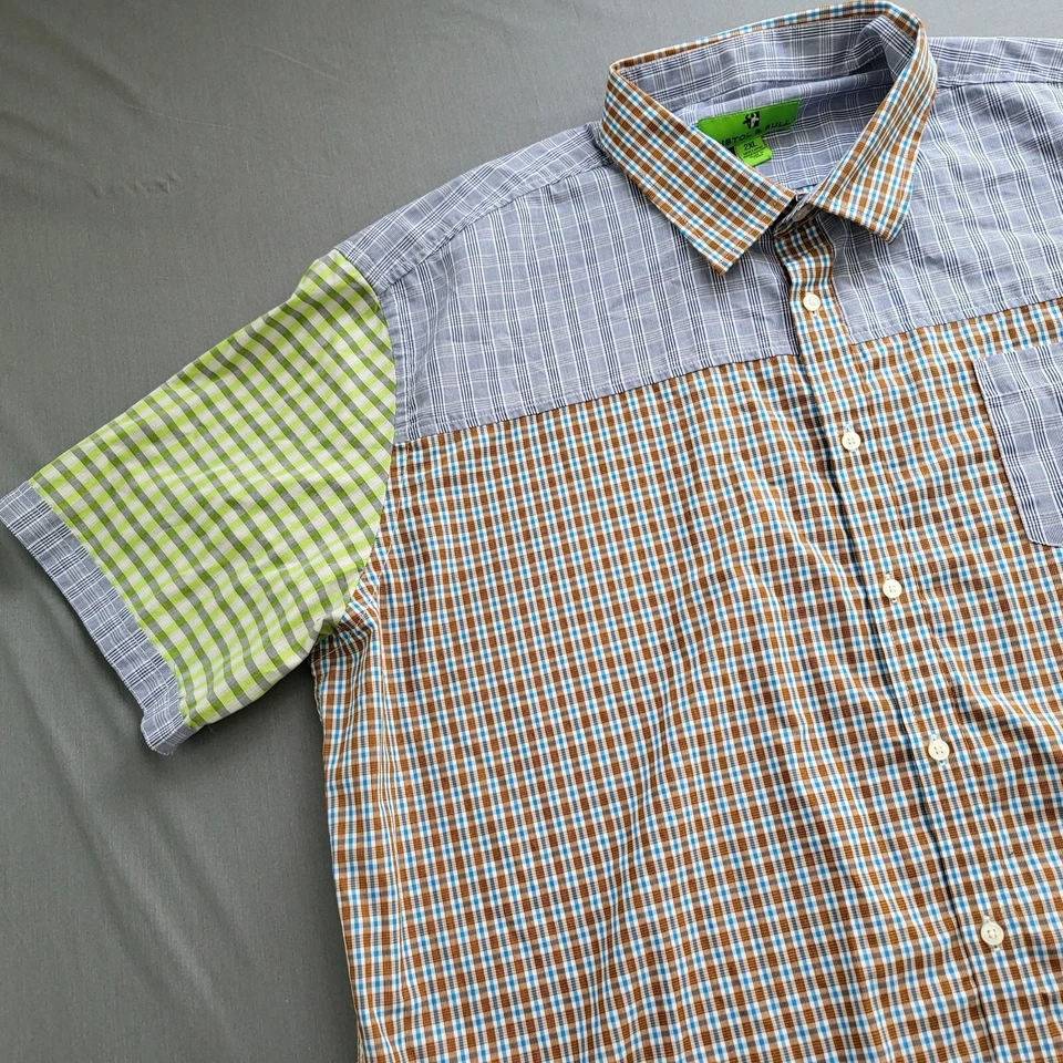 Camisa Bristol & Bull Para Hombre 2XL Manga Corta Botones Bolsillo Cuadros Multicolor Foto 2 de 4