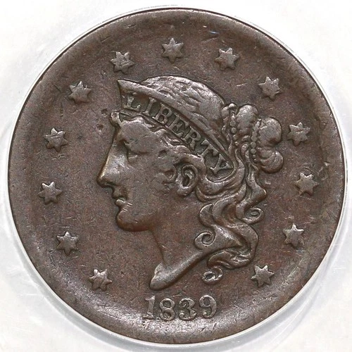 Photo of a 1839-P Large Cent from an eBay listing that sold on Jul 19, 2026