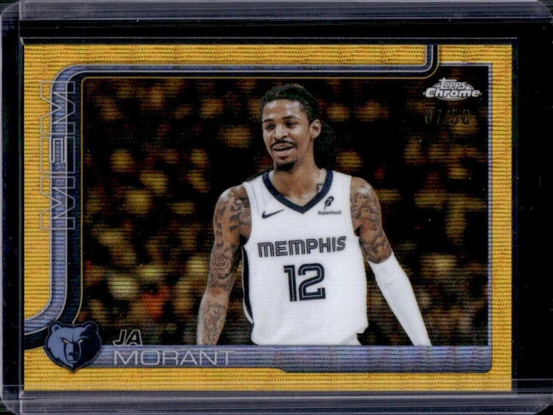 2025-26 Topps Chrome Ja Morant Gold Wave Refractor #/50 Grizzlies
