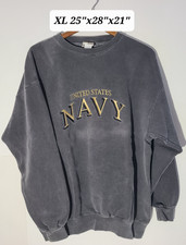 Vintage 90s United States Navy Embroidered Gray XL Sweatshirt Made in USA
