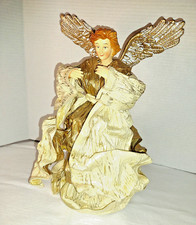 Vintage Shabby cottage core chic Angel Christmas tree topper or standing decor