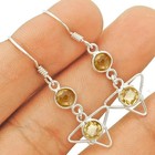 Natural Citrine 925 Solid Sterling Silver Earrings Jewelry 1 1/2'' Long @18-1 — photo 1