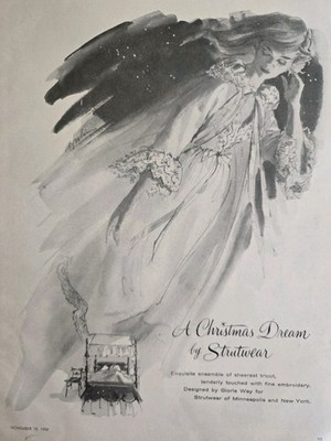 1958 Strutwear Women's lingerie gown designed by Gloria Way vintage fashion  ad 