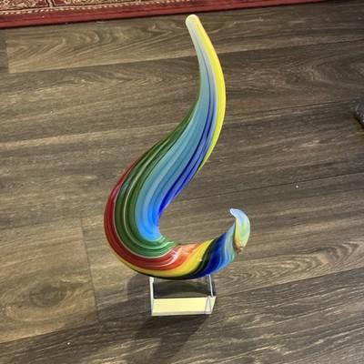 Badash Handmade Multicolor Swirl Art Glass Sculpture Abstract Contemporary