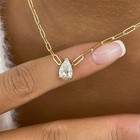1ct Pear Pendant Necklace Yellow Gold 14K Labcreated Diamond F/VS — photo 5