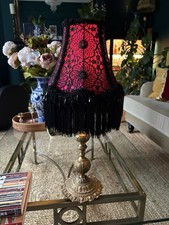 Elvira - 8” Handmade Victorian Gothic Fringed Lampshade - Silk, Lace, Beads