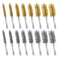 16 Pcs Wire Brush Set for Drills Stainless Steel Brass 1/4" Hex Shank 8-25mm
