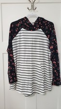 Lularoe "Unicorn" Amber 2XL White  Black Stripes With Floral Hoodie NWOT