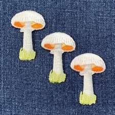 3-Pack Mushroom Applique Patch - Embroidered Nature Badge 1-5/8" Iron On