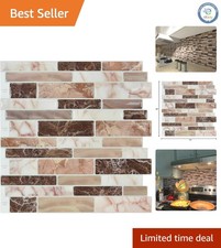 Stylish Self-Adhesive Brown Marble Wall Tiles - 10 Sheets for Instant Elegance