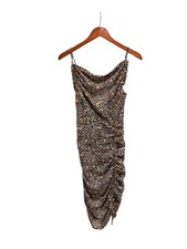 ASTR The Label Black-Orange Floral Ruched Midi Dress XS
