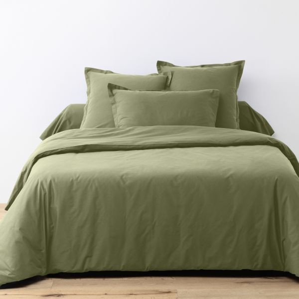 Housse de couette 140x200 coton 57 fils verveine parure de lit 1 personne taie