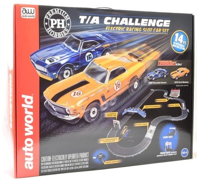 Auto World/Premium Hobbies T/A Challenge Mustang VS Camaro HO Scale Slot Car ...