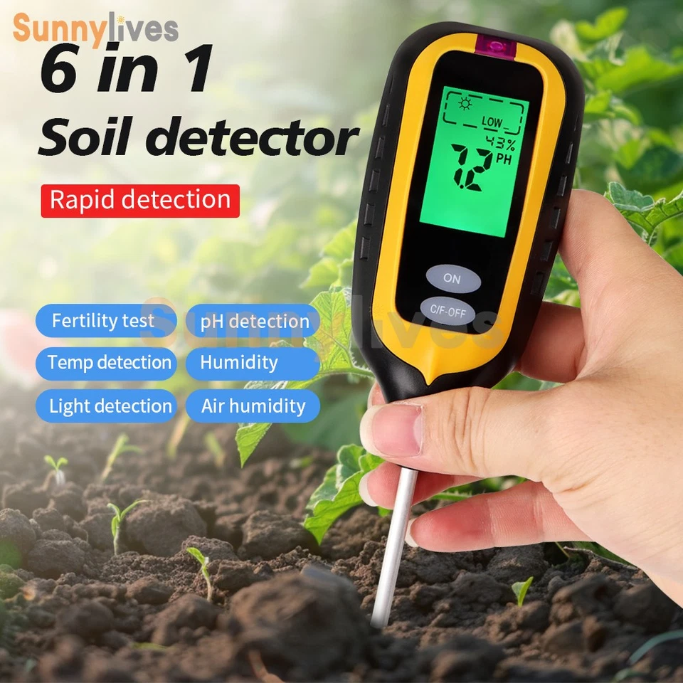 6in1 Soil PH Tester Digital Moisture Light Fertility Temperature Humidity Tester - Image 4 of 4