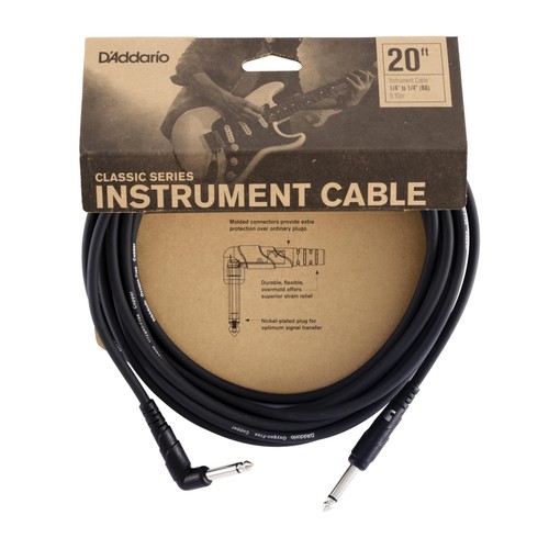 D Addario Classic Series 20Ft Black Instrument Cable With In Out Technology - Picture 1 of 5