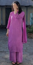 Purple Modal Chikankari Kurti Palazzo Set with Dupatta  Hand Embroidered Dress
