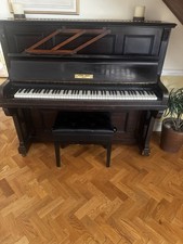Henry Ward Upright Piano 88 Keys Black Ebony Finish Wood 2 Pedals and stool 