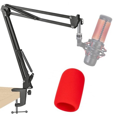 HyperX QuadCast Boom Arm with Red Microphone Covers red