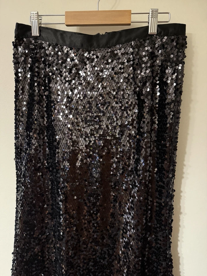 Maxi Falda Larga Jolie Lentejuelas Negras Carmen Marc Valvo Acampanada Sirena 8 Fiesta Foto 2 de 4