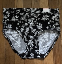 Plus Size 14/16 Lane Bryant Cacique Comfort Bliss Full Brief Black White Flower