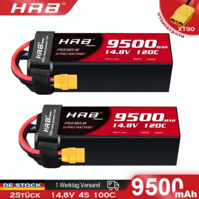 2Stück HRB 14,8V 4S 9500mAh Lipo Akku XT90 für RC Hubschrauber Quad Auto Lkw
