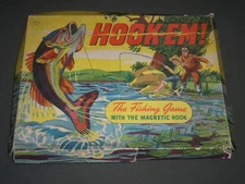 1947 HOOK-EM-THE FISHING GAME - WOODEN FISHING POLES - MILTON BRADLEY CO.