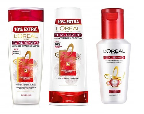 L'oreal Paris Total Repair 5 Advansed Repairing Shampoo Conditioner Serum Combo