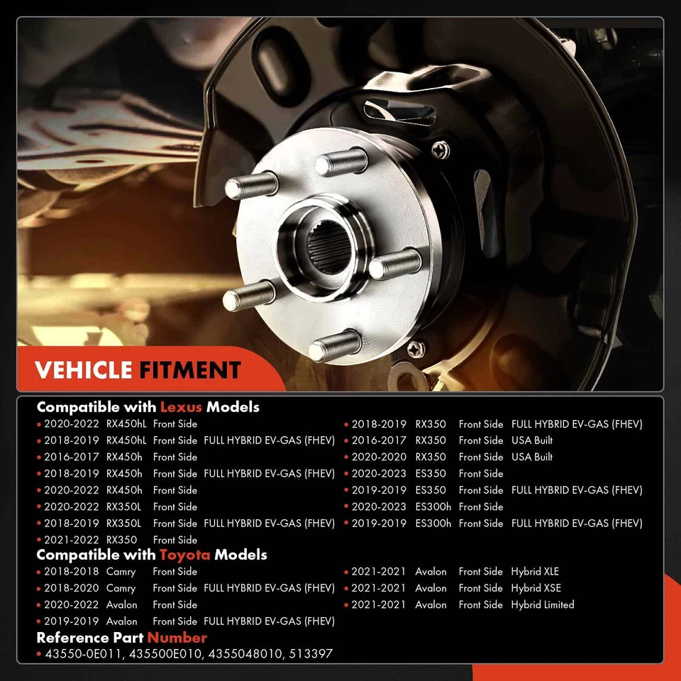 2x Front Side Wheel Hub Bearing Assembly for Lexus RX350 RX450h RX350L RX450hL - Image 2 of 4