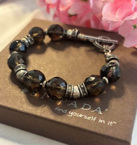 Silpada Smoky Quartz and Sterling Silver Faceted Bead Bracelet B1039