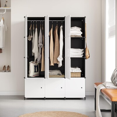 Kleiderschrank Tragbare Garderobe Schrank System Modular Kleidung 12 Würfel B216