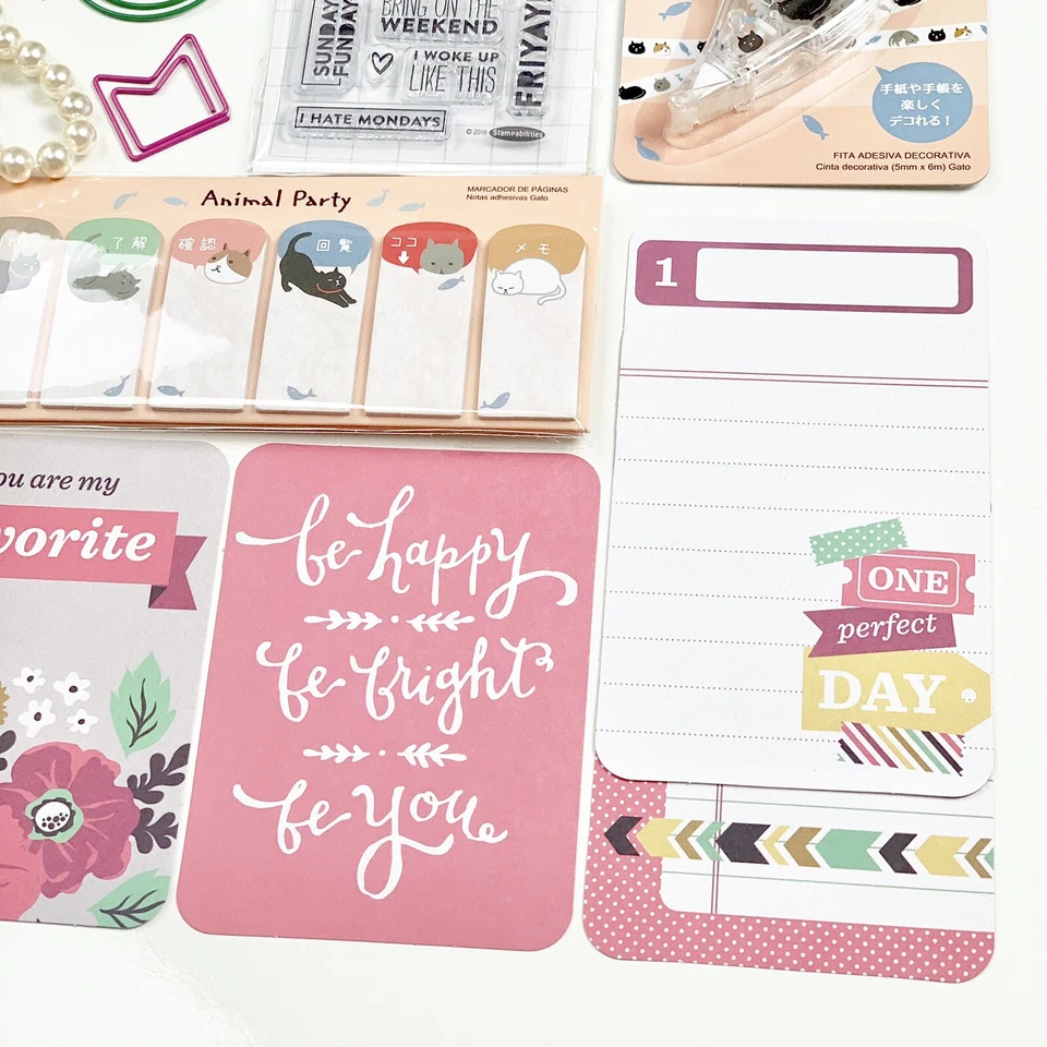 Planificador de intercambio Heidi, pegatinas, pegatinas Washi, sellos transparentes, clips conjunto N Foto 4 de 4