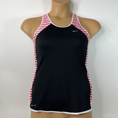 Nike Dri Fit Training Racerback Tank Top 454419-010 Black Pink