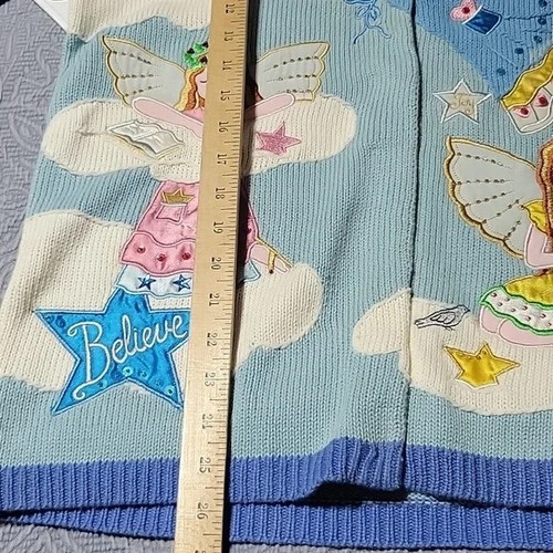Vintage Quacker Factory small cardigan embroidered christmas angels longsleeve - Picture 12 of 13