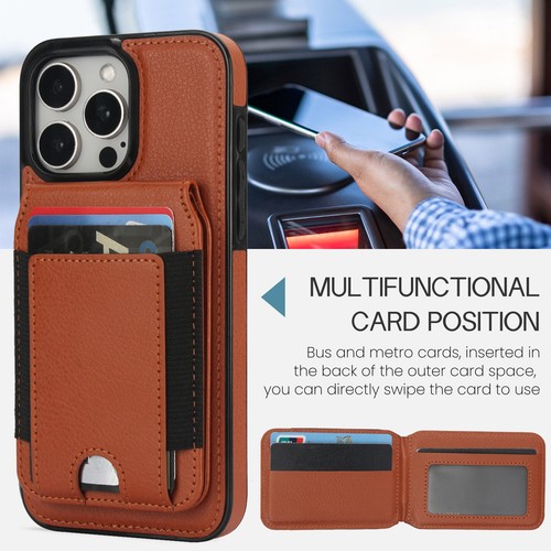 Mag Safe Leather Card Wallet Case For iPhone 16 15 14 13 12 Pro Max Stand Cover - Picture 5 of 14