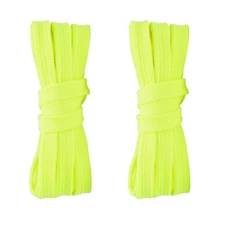 2pair Double Layers Flat Shoelaces Yellow Green for Sneakers Adults Kids 24"-72"
