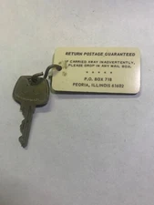 Vintage Hotel Motel Room Key Fob & Key Peoria Illinois #3916