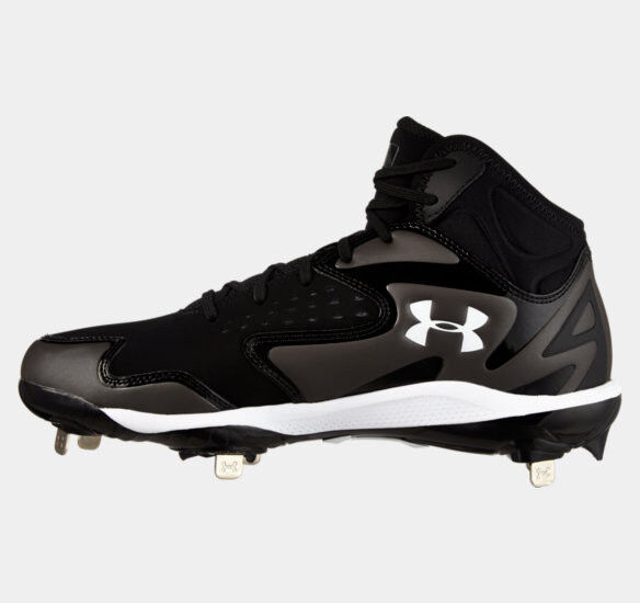 Under Armour UA Mens Yard Mid ST Metal Baseball Cleats BLACK Under Armour UA Mens Yard Mid ST Metal Baseball Cleats BLACK