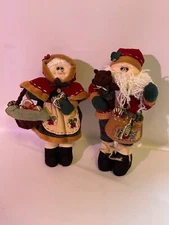 Mr. & Mrs. Santa Claus Standing Dolls Figurine 2 Pc Set Christmas Holiday Decor