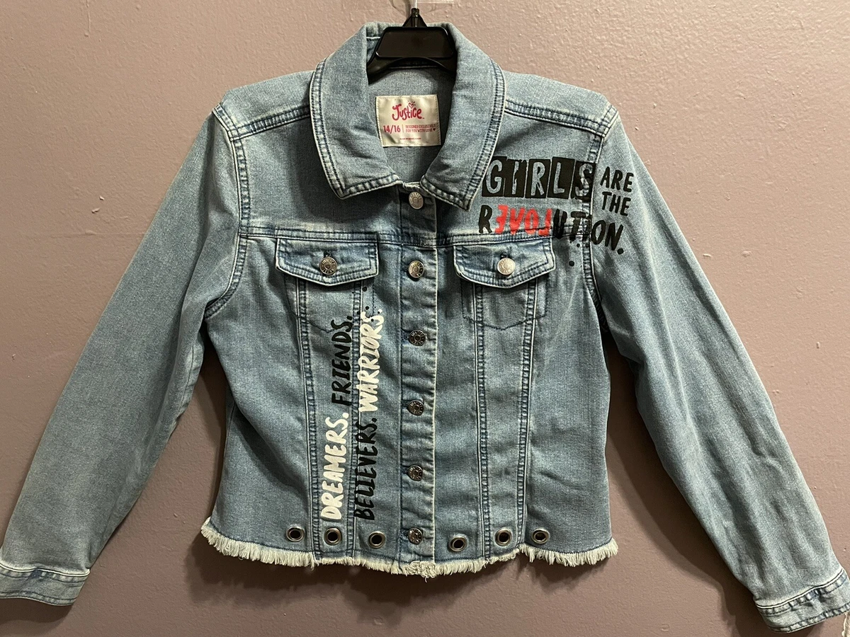 Girls distressed jean jacket sale