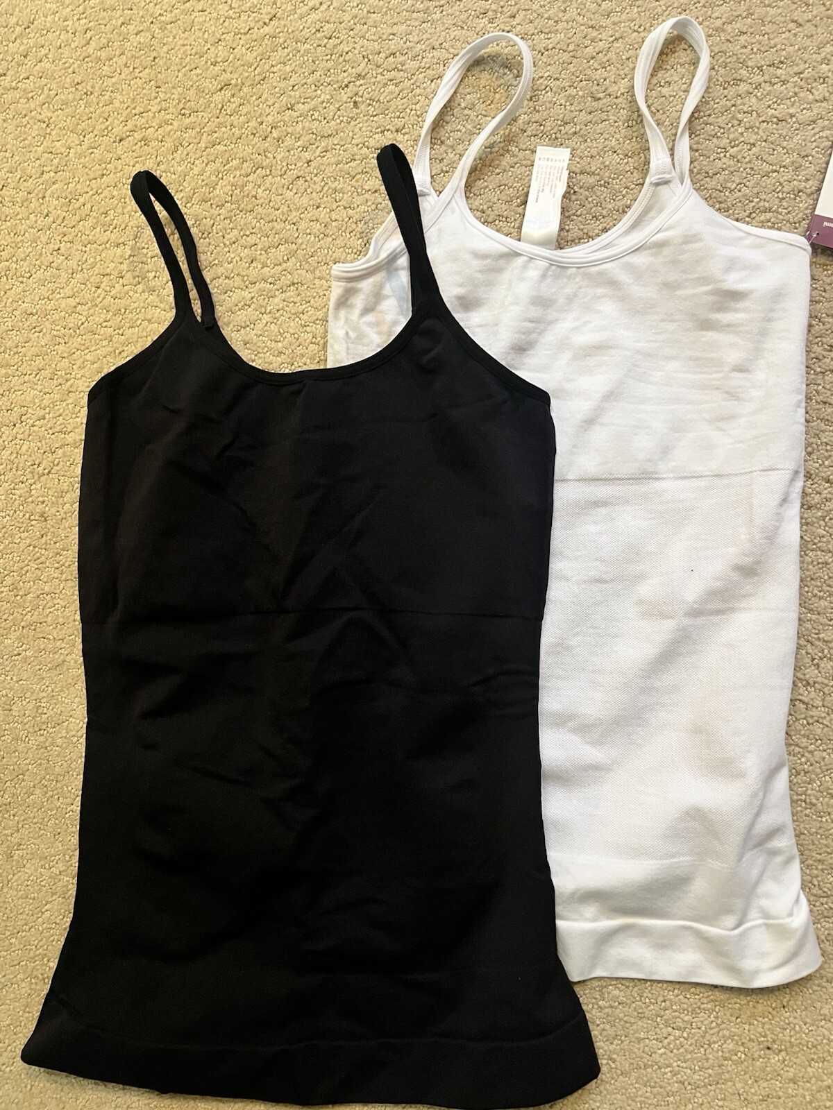 Curveez Shaping Tanks set 2 white Black large Firm shaper tummy control new LG 