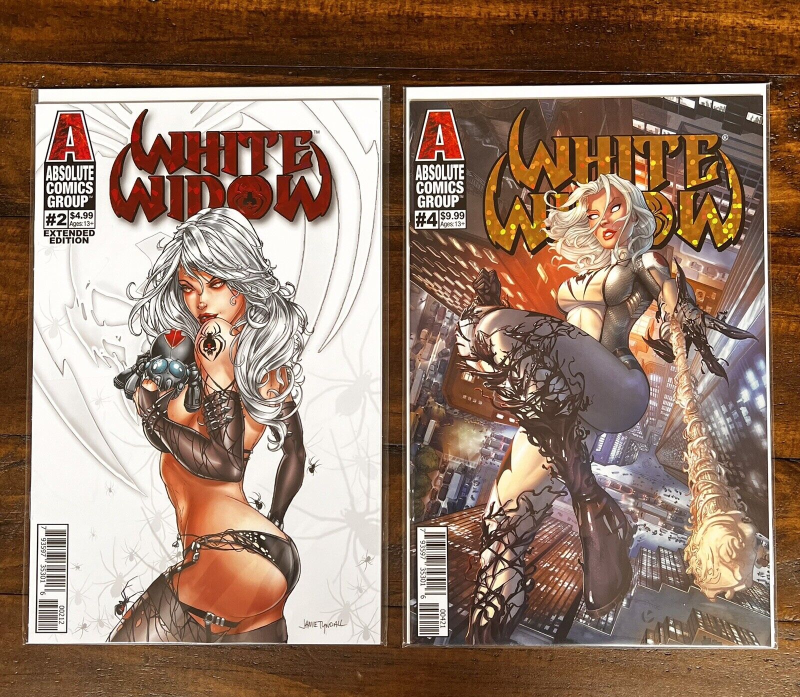 White Widow #2 & #4  Absolute Comics Red and Gold Foil Both Comics HIGH GRADE!