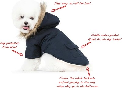    DOG AIR FORCE Winter Jacket-Removable Hood-DARK BLUE-LARGE-NEW W/TAGS   